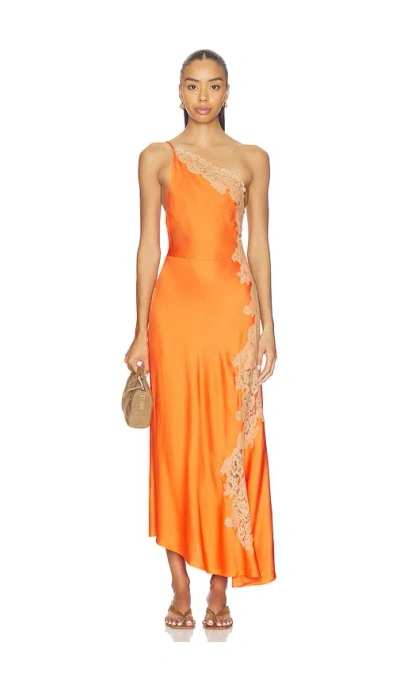 A.l.c Lou Lace-embroidered One-shoulder Slip Dress In Orange