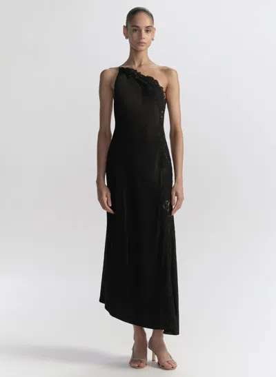 A.l.c Lou Satin And Lace Midi Dress In Black