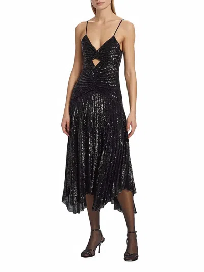 A.l.c Lou Sequined Keyhole Midi Dress In Black