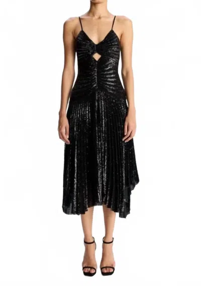 A.l.c Lou Sequined Keyhole Midi Dress In Black