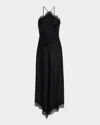 A.l.c Lucia Lace Satin Halter Midi Dress In Black
