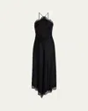 A.l.c Lucia Lace Satin Halter Midi Dress In Black