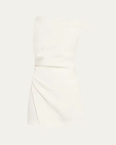 A.l.c Leia Asymmetric One-shoulder Linen-blend Mini Dress In White