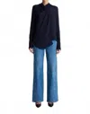 A.l.c Luna Wrap-effect Crystal-embellished Silk-chiffon Blouse In Blue