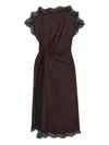 A.l.c Luna Satin Lace-trim Midi Dress In Brown