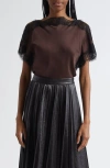 A.l.c . Luna Lace Trim Satin Top In Brown