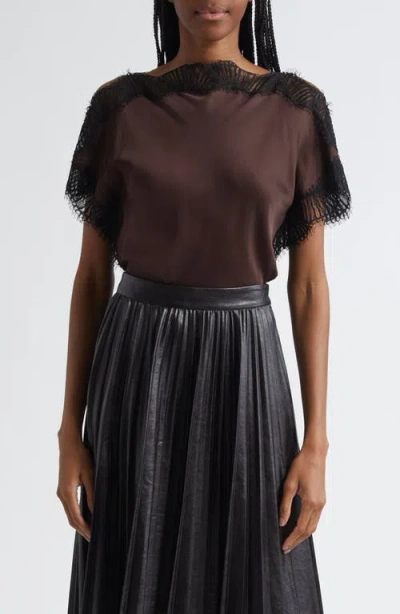 A.l.c . Luna Lace Trim Satin Top In Brown