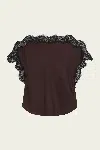 A.l.c Luna Satin And Lace Top In Cocoa Black In Brown