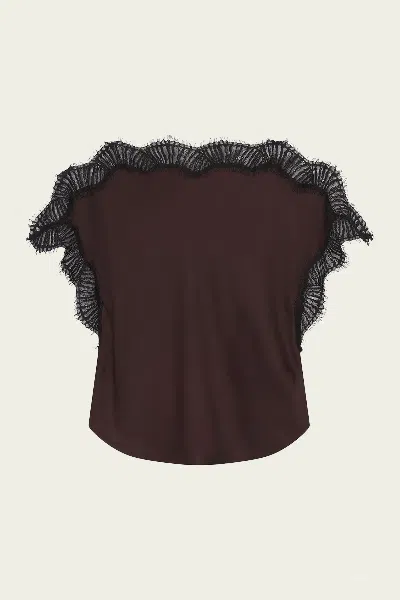 A.l.c Luna Satin And Lace Top In Cocoa Black In Brown