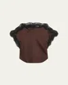 A.l.c Luna Satin Lace-trim Top In Brown