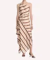 A.l.c Lyn Stripe Draped One-shoulder Midi Dress In Multi