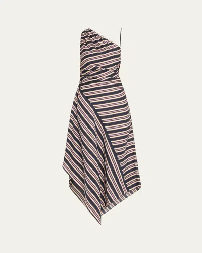 A.l.c Lyn Stripe One-shoulder Midi Dress