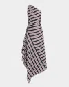 A.l.c Lyn Stripe One-shoulder Midi Dress