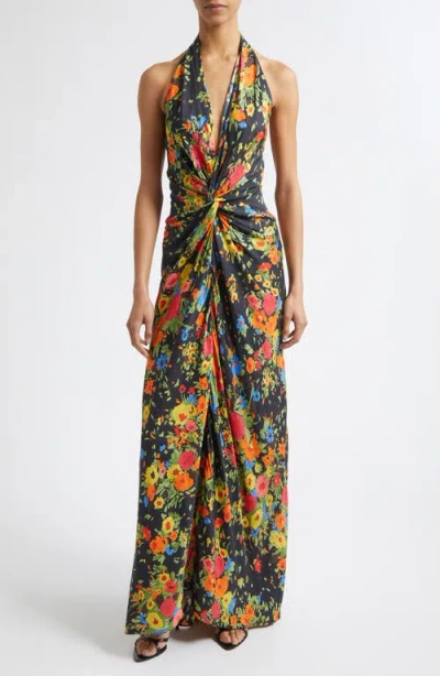 A.l.c A. L.c. Mabel Twist Front Halter Maxi Dress In Multi