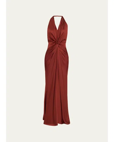 A.l.c Mabel Twist-front Halter Gown In Red