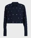 A.l.c Mackie Boxy Rhinestone Cotton Top In Maritime N
