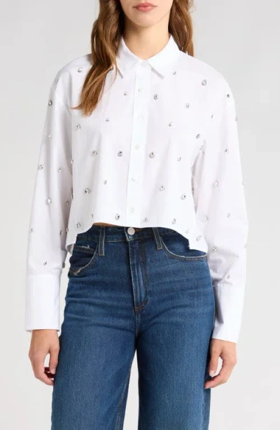 A.l.c . Mackie Crystal Detail Cotton Button-up Shirt In White
