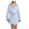 A.L.C MADISON WRAP MINI DRESS IN LIGHT BLUE/WHITE STRIPE
