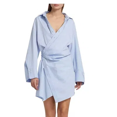 A.l.c Madison Wrap Mini Dress In Light Blue/white Stripe