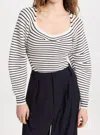 A.L.C MAEVE SWEATER IN NATURAL NAVY STRIPE