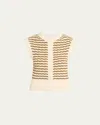 A.l.c Margo Sleeveless Striped Knit Top In Parchment/aged Bronze Stripe