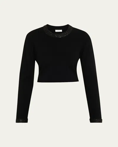 A.l.c Marley Sequined Long-sleeve Crop Top In Black