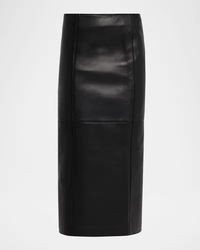 A.l.c A. L.c. Marta Leather Midi Skirt In Black
