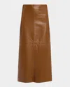 A.l.c Marta Leather Midi Skirt In Brown