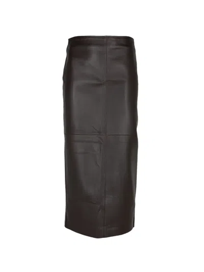 A.l.c Marta Panelled Leather Midi Skirt In Brown