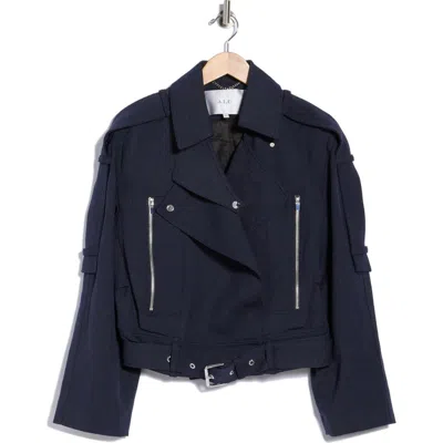 A.l.c . Marvin Wool Blend Moto Jacket In Blue