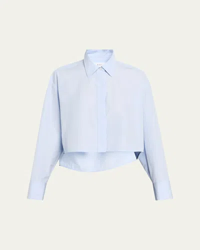 A.l.c Maude Cropped Cotton Poplin Top In Blue
