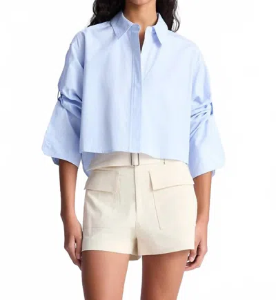 A.l.c Maude Cropped Cotton Shirt In Blue/white In Multi