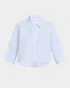 A.l.c . Maude Long Sleeve Roll Tab Crop Shirt In Light Blue