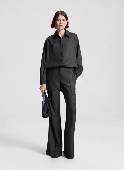 A.l.c Max Wool Marled Tailored Pant In Black