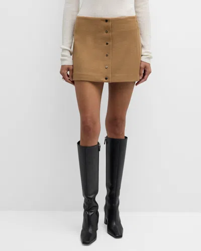 A.L.C MAY SNAP-FRONT WOOL-CASHMERE MINI SKIRT