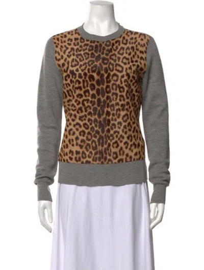 Pre-owned A.l.c Merino Wool Animal Print Top In Neutrals