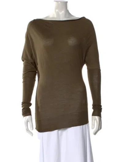 Pre-owned A.l.c Merino Wool Bateau Neckline Top In Green