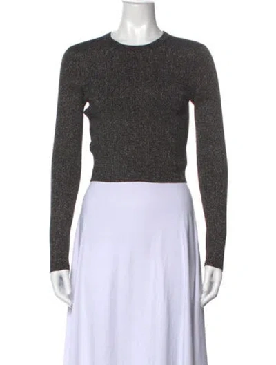 Pre-owned A.l.c Merino Wool Crew Neck Crop Top In Black/metallic