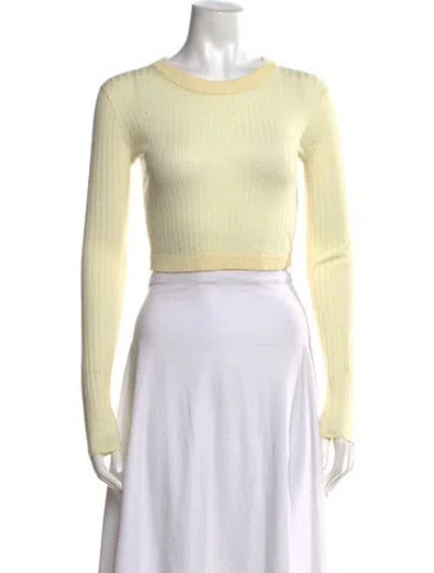 Pre-owned A.l.c Merino Wool Crew Neck Crop Top In Yellow