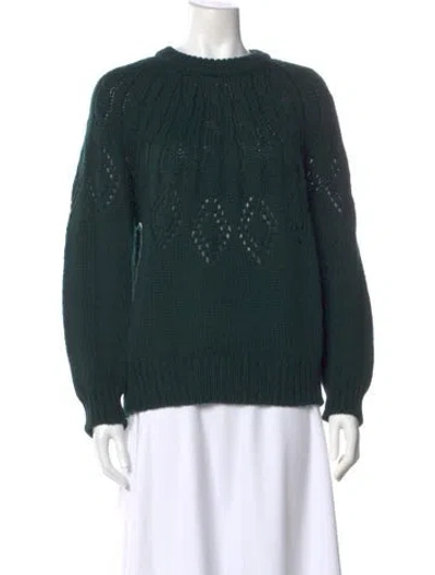 Pre-owned A.l.c Merino Wool Crew Neck Sweater In Green