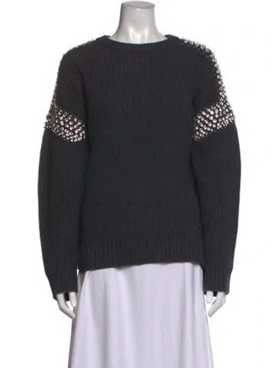 Pre-owned A.l.c Merino Wool Crew Neck Sweater In Green