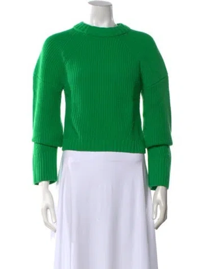 Pre-owned A.l.c Merino Wool Crew Neck Sweater In Green