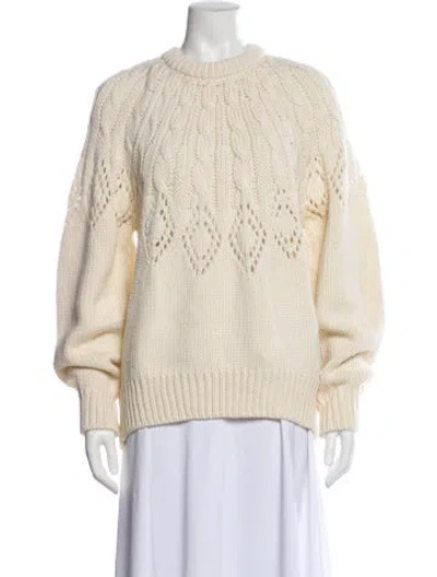 Pre-owned A.l.c Merino Wool Crew Neck Sweater In White