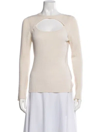 Pre-owned A.l.c Merino Wool Crew Neck Sweater In White