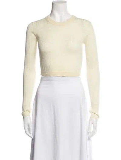 Pre-owned A.l.c Merino Wool Crew Neck Sweater In Yellow