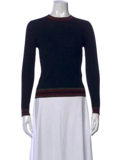 Pre-owned A.l.c Merino Wool Crew Neck Top In Black/burgundy/gold