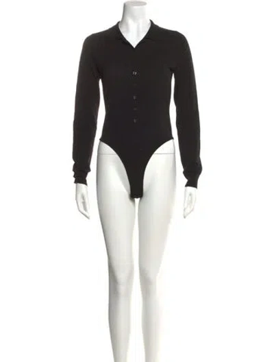Pre-owned A.l.c Merino Wool Long Sleeve Bodysuit In Black