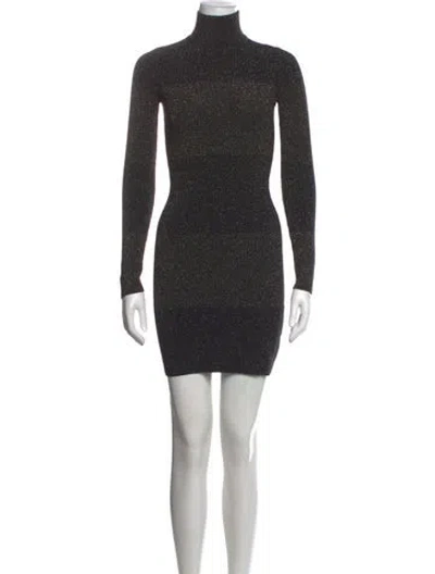 Pre-owned A.l.c Merino Wool Mini Dress In Black/metallic