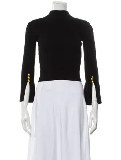 Pre-owned A.l.c Merino Wool Mock Neck Sweater In Black