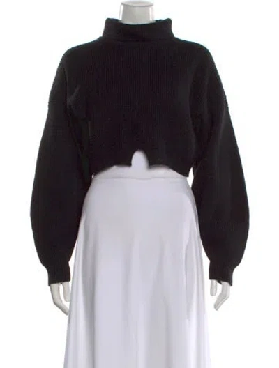 Pre-owned A.l.c Merino Wool Mock Neck Sweater In Black